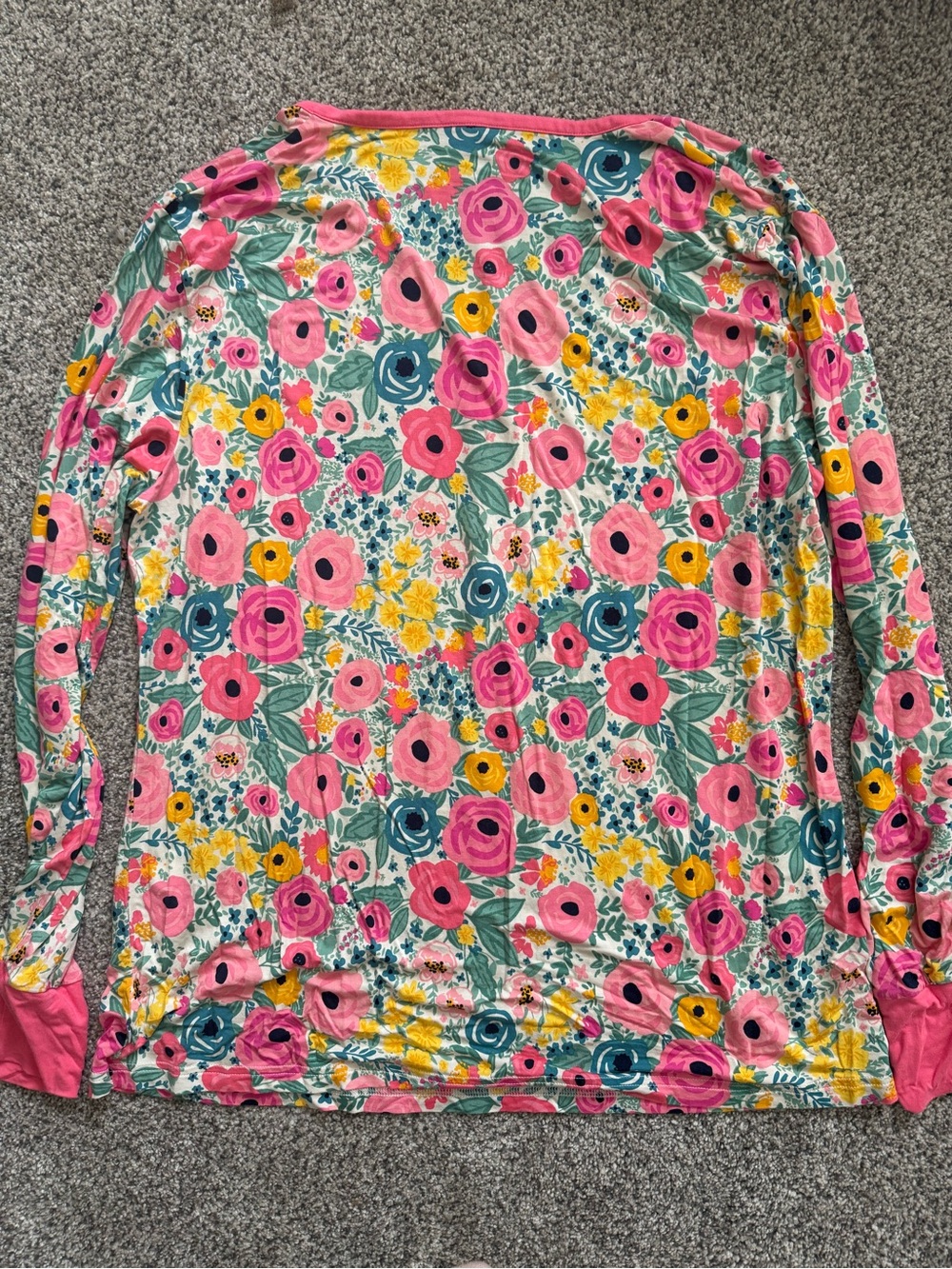 Little Sleepies Pink Floral Long Sleeve Pajama Top - Picture 3 of 4
